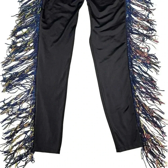 K Too L High Waist Black Fringed Sequin Sexy Party Pants Punchy Western Cochella - Picture 4 of 14